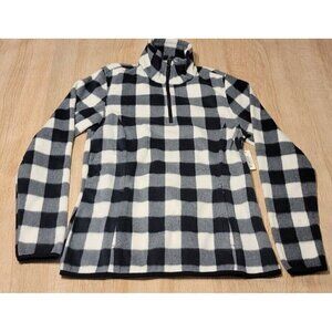 Essentials Buffalo Plaid Black & White Quarter Zip Jacket Womens Sz S Nwt